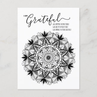 I AM Grateful Affirmation and Intention Mandala Postcard