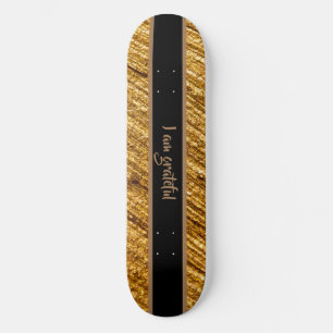 I am Grateful Skateboard Gold Brown Modern Design