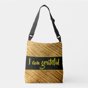 I am Grateful Tote Bag Gold Yellow Abstract Modern