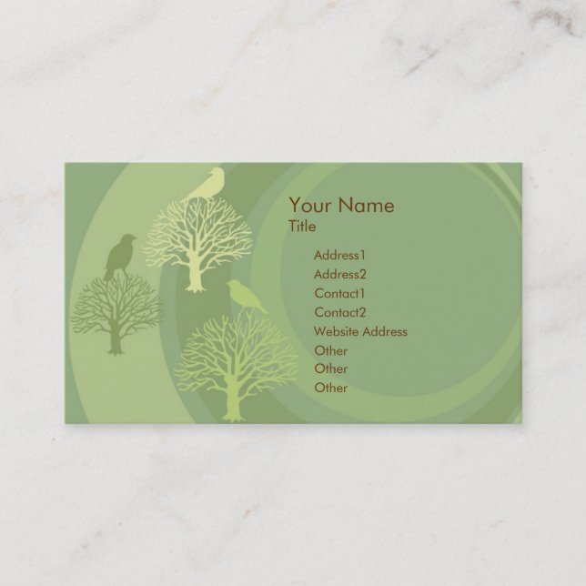 I Am Green Bird Custom Business Card (Front)