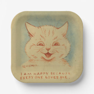 I Am Happy Because Everyone Loves Me (Smiling Cat) Paper Plate
