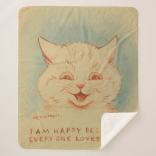 I Am Happy Because Everyone Loves Me (Sweet Cat) Sherpa Blanket