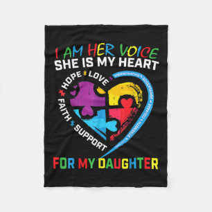 I Am Her Voice Daughter Autism Awareness Mum Dad P Fleece Blanket