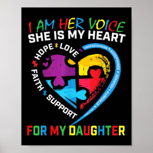 I Am Her Voice Daughter Autism Awareness Mum Dad P Poster