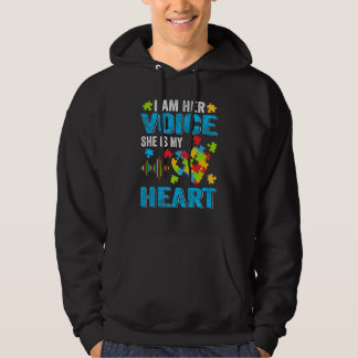 I Am Her Voice She Is My Heart Autism Awareness Da Hoodie