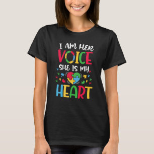 I Am Her Voice She Is My Heart Autism Awareness Da T-Shirt