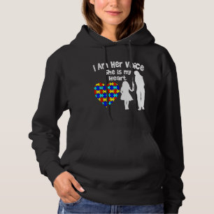 I Am Her Voice She Is My Heart Autism Mom 10657 Hoodie