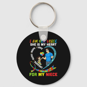 I Am Her Voice She Is My Heart For My Niece Autism Key Ring