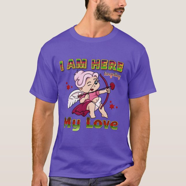 I am Hereargeting My Love Couples Design retro T-Shirt (Front)