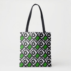 I AM HIP HOP - GREEN LETTER - DIAG TOTE BAG