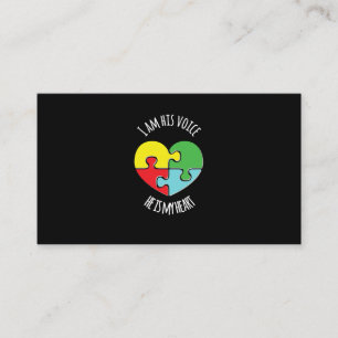 I Am His Voice Autism Awareness T-Shirt Mum Parent Business Card