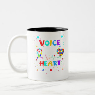 i am his voice he is my hear Autism Awareness auti Two-Tone Coffee Mug