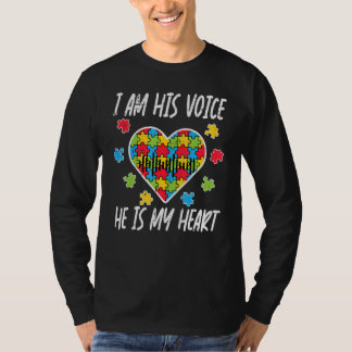 I Am His Voice He Is My Heart Autism Awareness ASD T-Shirt