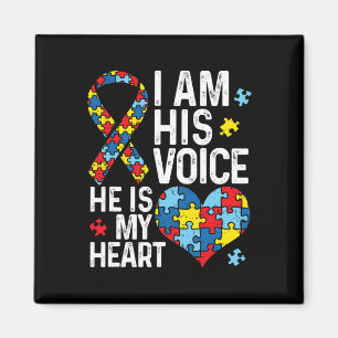 I Am His Voice He Is My Heart Autism Awareness Mon Magnet