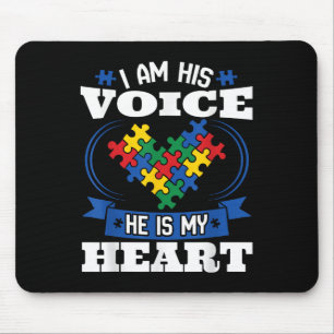 I Am His Voice He Is My Heart Autism Awareness Mouse Pad