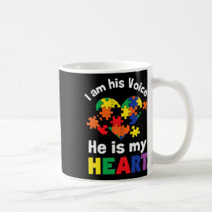 I Am His Voice He Is My Heart Autism Awareness Mum Coffee Mug