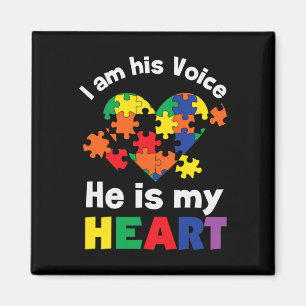 I Am His Voice He Is My Heart Autism Awareness Mum Magnet