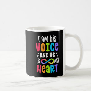 I Am His Voice He Is My Heart Autism Awareness Pre Coffee Mug