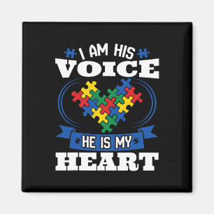 I Am His Voice He Is My Heart Autism Awareness Son Magnet