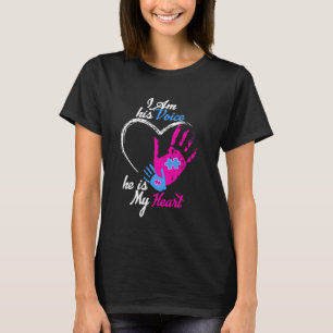 I Am His Voice He Is My Heart Autism Heart Mum Son T-Shirt