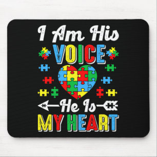 I Am His Voice He Is My Heart Autism Mum Autism Aw Mouse Pad