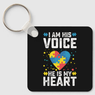 I Am His Voice He Is My Heart Autism Mum Dad Key Ring