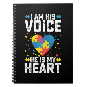 I Am His Voice He Is My Heart Autism Mum Dad Notebook
