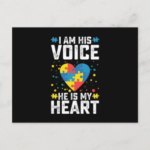 I Am His Voice He Is My Heart Autism Mum Dad Postcard