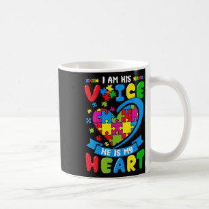 I Am His Voice He Is My Heart Love Autism Awarenes Coffee Mug