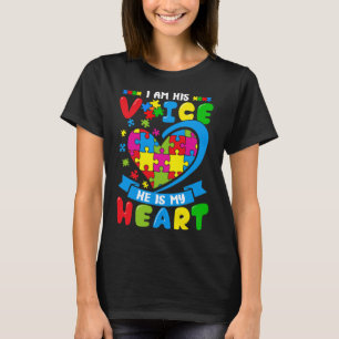 I Am His Voice He Is My Heart Love Autism Awarenes T-Shirt