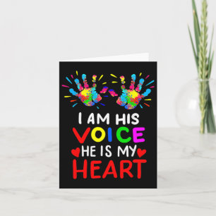 I Am His Voice He Is My Heart Mum Autistic Autism Card