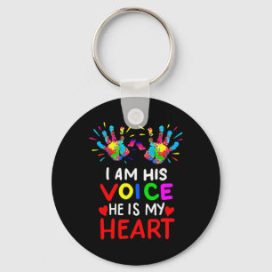 I Am His Voice He Is My Heart Mum Autistic Autism Key Ring