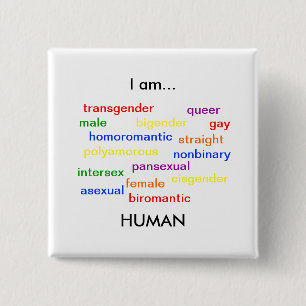 I Am Human 15 Cm Square Badge