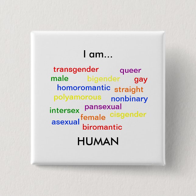 I Am Human 15 Cm Square Badge (Front)