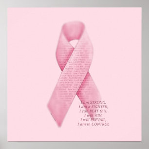 I AM, I CAN, I WILL, Cancer Pink Ribbon Print