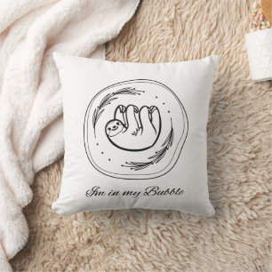 'I am in my Bubble' Black Outline in Throw Pillow