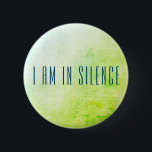 I am in Silence Meditation Button for Retreat<br><div class="desc">Namaste,  Meditation,  Retreat,  Slow Walking The button has a simple minimalist background that is pleasing to the eye. This can be used for when you are in meditation,  in silence,  on a retreat,  or just don't want to talk to anybody.</div>