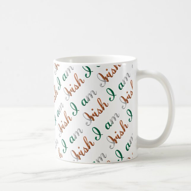 I am Irish Country Pride Typography Pattern Coffee Mug (Right)