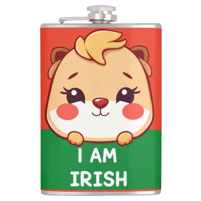 I am Irish cute animal Hip Flask (Front)
