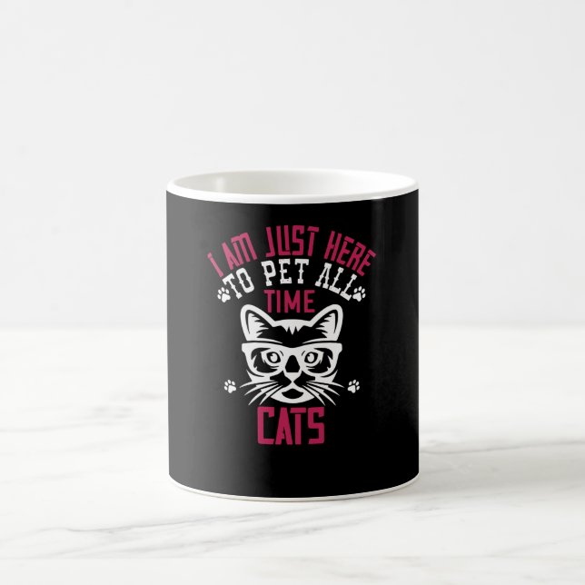 i am just here to pet all time cats coffee mug (Center)