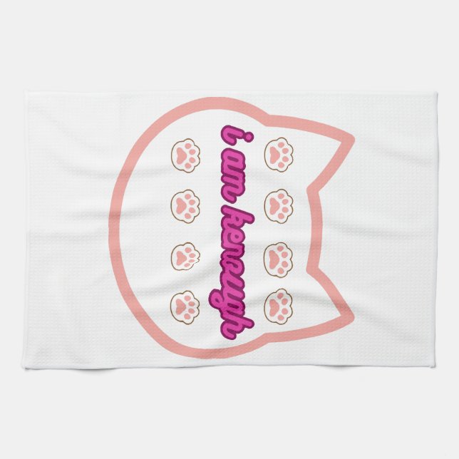 I am kenough t-shert cat  tea towel (Horizontal)