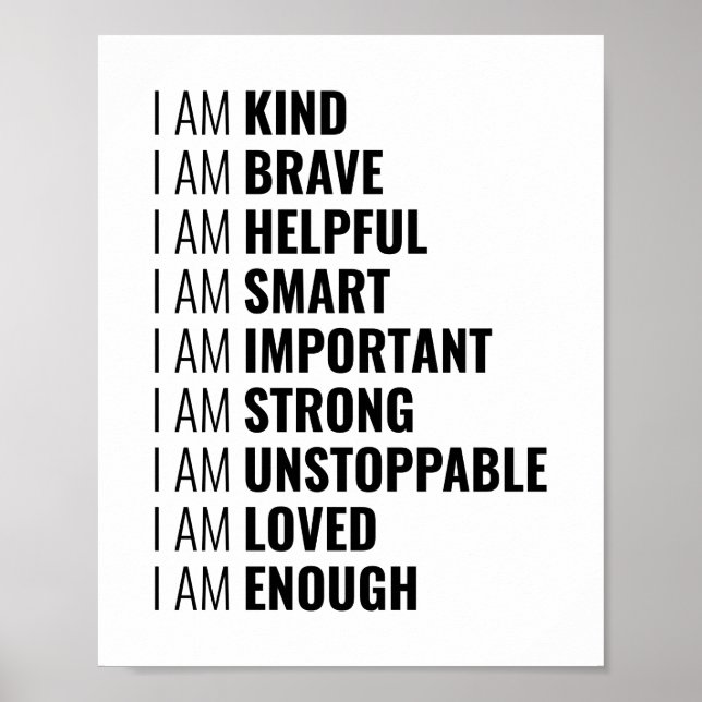 I am kind and brave | Positive Quote Poster (Front)