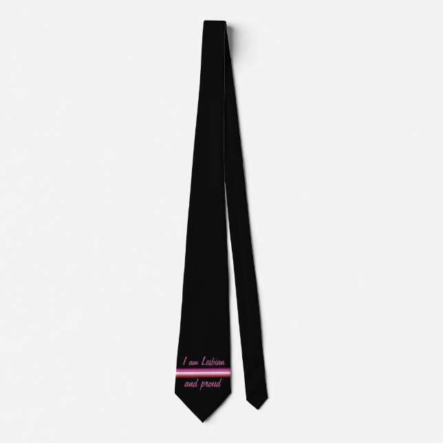 I am Leasbian and Proud | Lesbian Flag on Black Tie (Front)