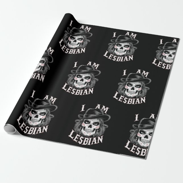 I am lesbian skull  wrapping paper (Unrolled)