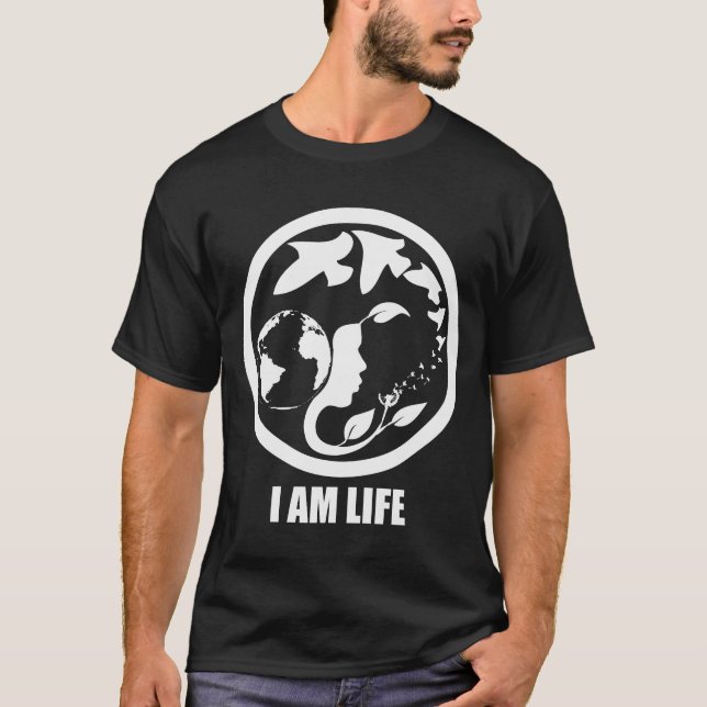 I AM LIFE. whitetext T-Shirt (Front)