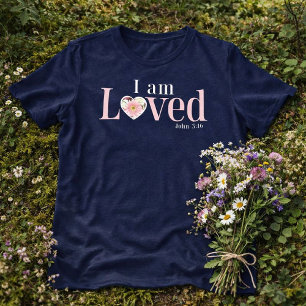 I Am Loved John 3:16 Floral Heart Christian Tri-Blend Shirt