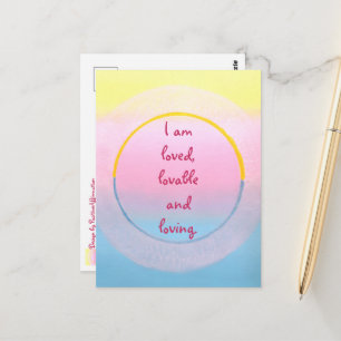 I am loved loveable and loving affirmation postcar postcard