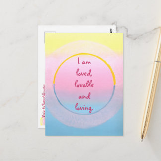 I am loved loveable and loving affirmation postcar postcard