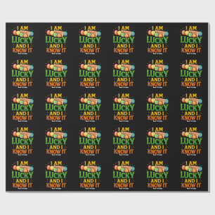 I Am Lucky and I Know It Funny Bingo Gift Idea Wrapping Paper