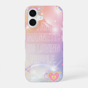 I am Magnetic, Motivational, Inspirational, Pink iPhone 16 Case